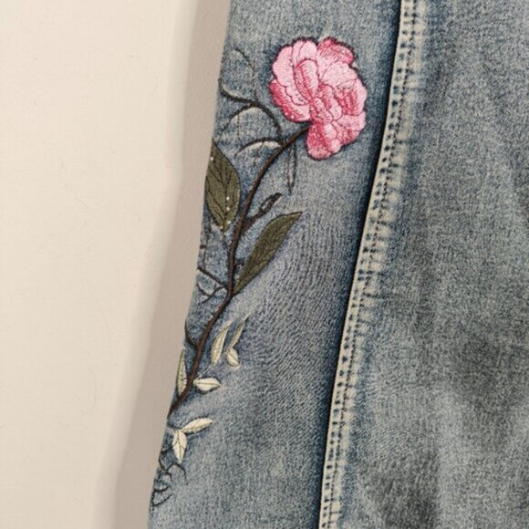 Vintage Y2K 2000s 90s Fairy Boho Embroidered Floral Lolita Jean Denim Skirt M - Picture 3 of 10